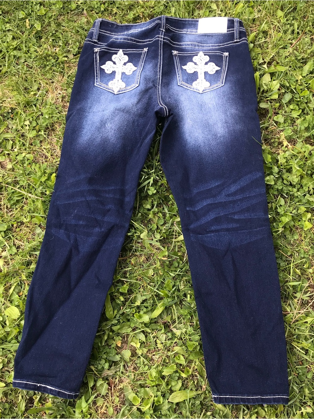 Hydraulic Women’s Dark Blue Slim Straight Jeans with White Pocket Crosses